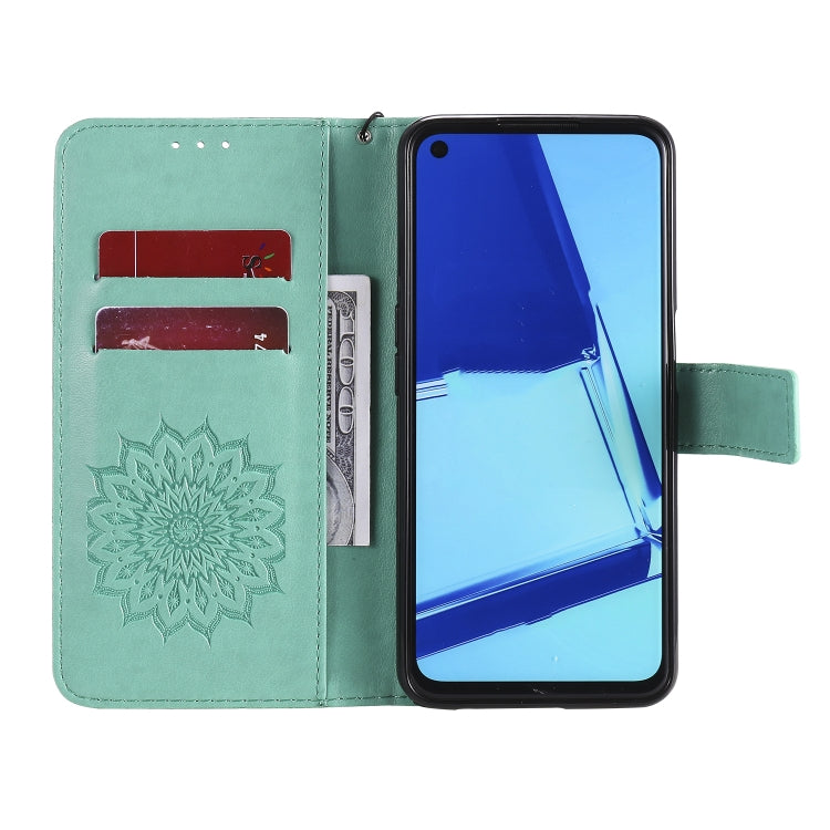 For OPPO A52 / A72 / A92 Sun Embossing Pattern Horizontal Flip Leather Case with Card Slot & Holder & Wallet & Lanyard