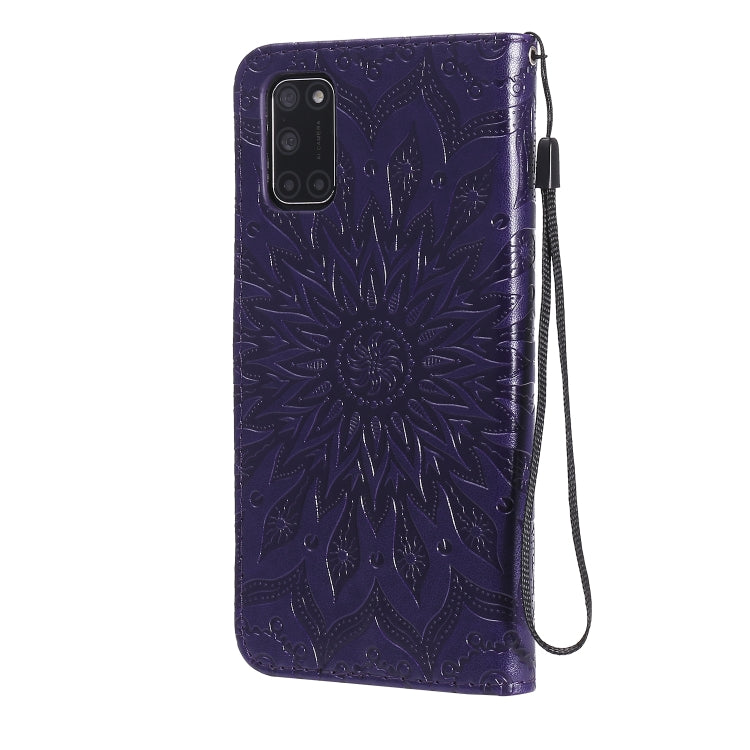 For OPPO A52 / A72 / A92 Sun Embossing Pattern Horizontal Flip Leather Case with Card Slot & Holder & Wallet & Lanyard