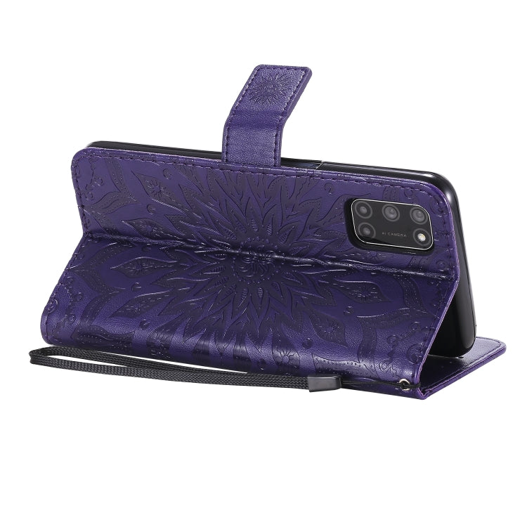 For OPPO A52 / A72 / A92 Sun Embossing Pattern Horizontal Flip Leather Case with Card Slot & Holder & Wallet & Lanyard