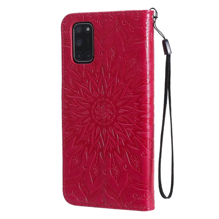 For OPPO A52 / A72 / A92 Sun Embossing Pattern Horizontal Flip Leather Case with Card Slot & Holder & Wallet & Lanyard