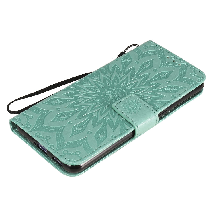 For OPPO Reno4 5G Sun Embossing Pattern Horizontal Flip Leather Case with Card Slot & Holder & Wallet & Lanyard