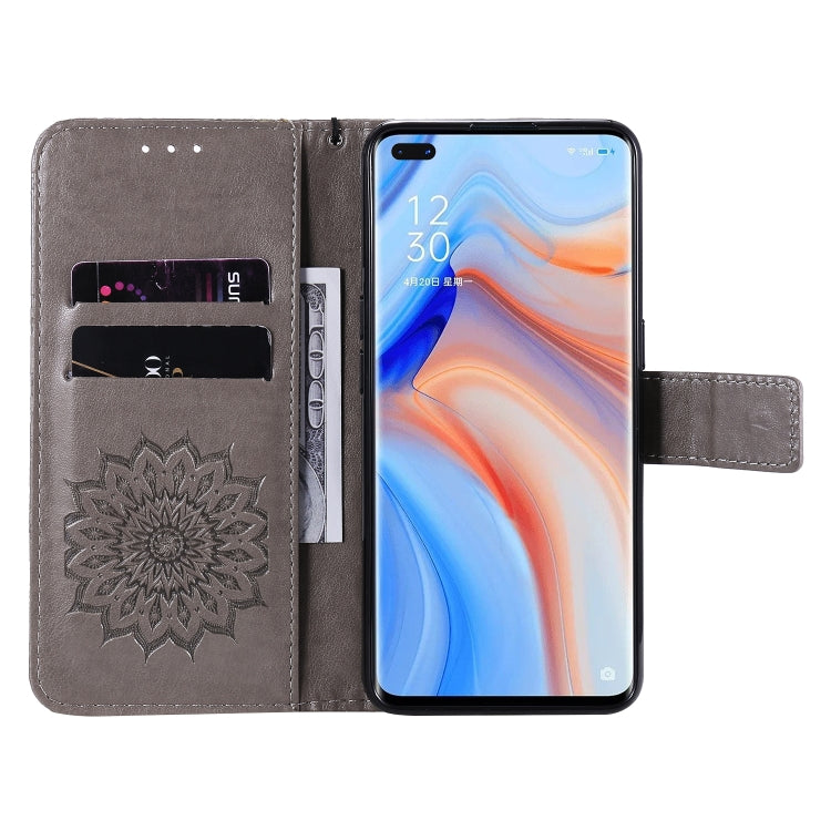 For OPPO Reno4 5G Sun Embossing Pattern Horizontal Flip Leather Case with Card Slot & Holder & Wallet & Lanyard