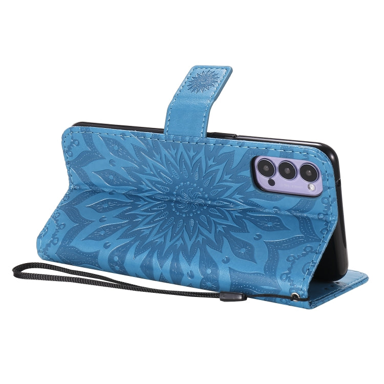 For OPPO Reno4 5G Sun Embossing Pattern Horizontal Flip Leather Case with Card Slot & Holder & Wallet & Lanyard