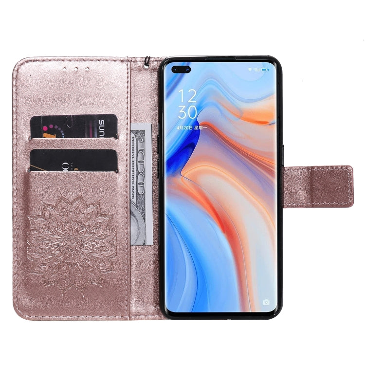 For OPPO Reno4 5G Sun Embossing Pattern Horizontal Flip Leather Case with Card Slot & Holder & Wallet & Lanyard