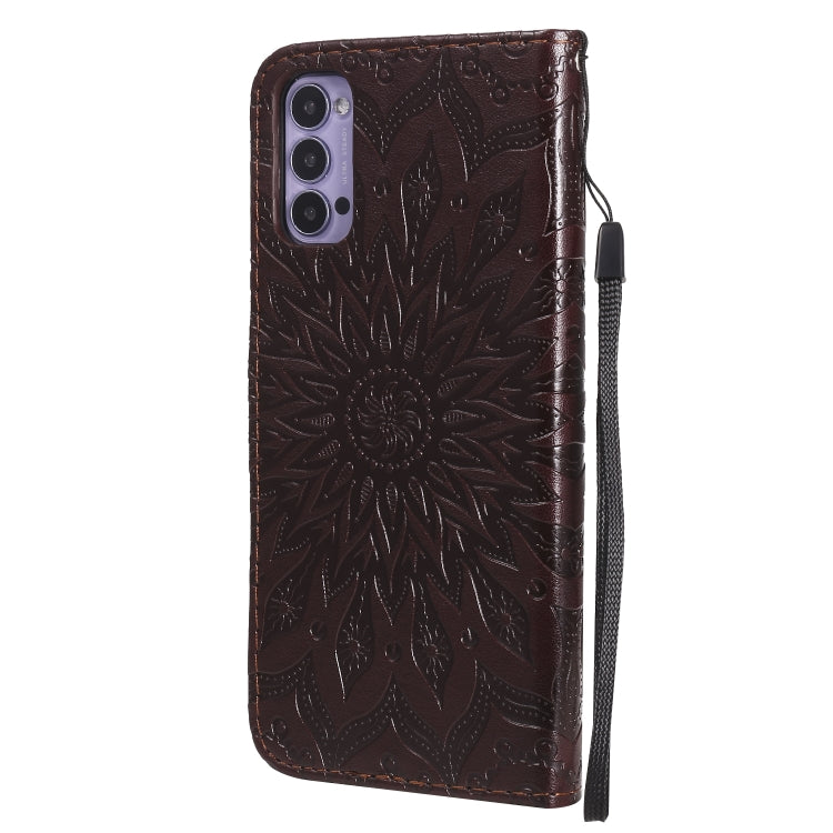 For OPPO Reno4 5G Sun Embossing Pattern Horizontal Flip Leather Case with Card Slot & Holder & Wallet & Lanyard