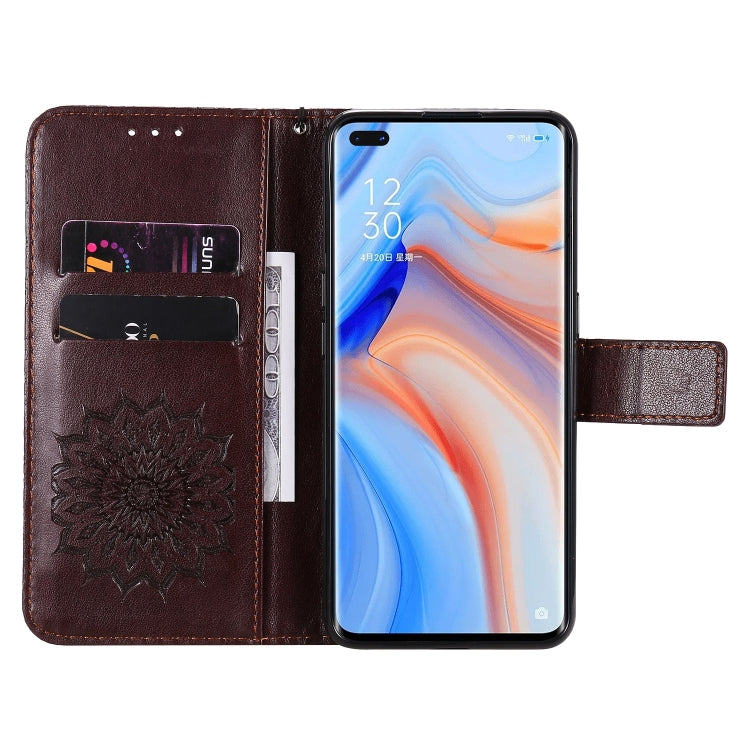 For OPPO Reno4 5G Sun Embossing Pattern Horizontal Flip Leather Case with Card Slot & Holder & Wallet & Lanyard