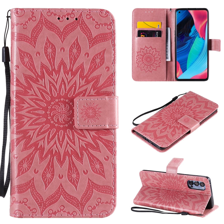 For OPPO Reno4 Pro 5G Sun Embossing Pattern Horizontal Flip Leather Case with Card Slot & Holder & Wallet & Lanyard