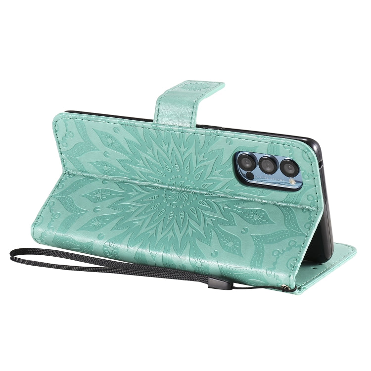 For OPPO Reno4 Pro 5G Sun Embossing Pattern Horizontal Flip Leather Case with Card Slot & Holder & Wallet & Lanyard