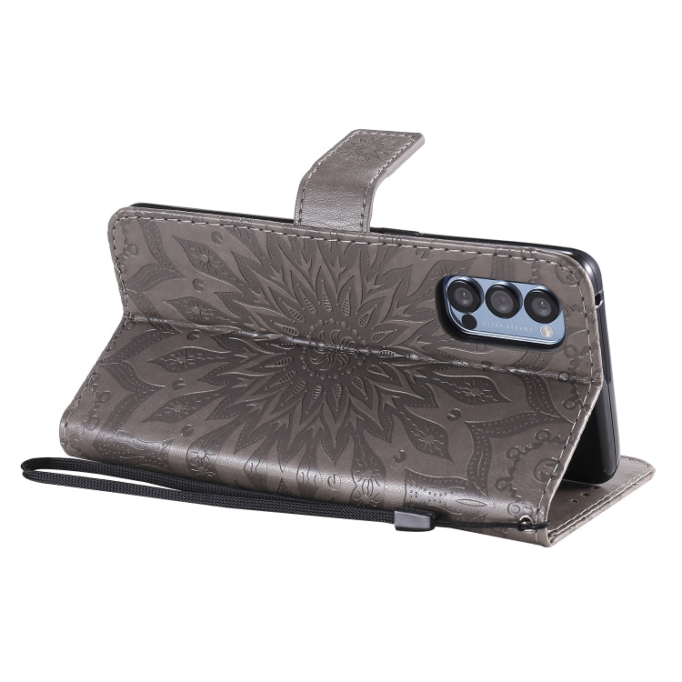 For OPPO Reno4 Pro 5G Sun Embossing Pattern Horizontal Flip Leather Case with Card Slot & Holder & Wallet & Lanyard