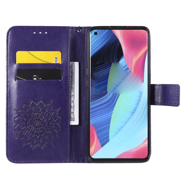 For OPPO Reno4 Pro 5G Sun Embossing Pattern Horizontal Flip Leather Case with Card Slot & Holder & Wallet & Lanyard