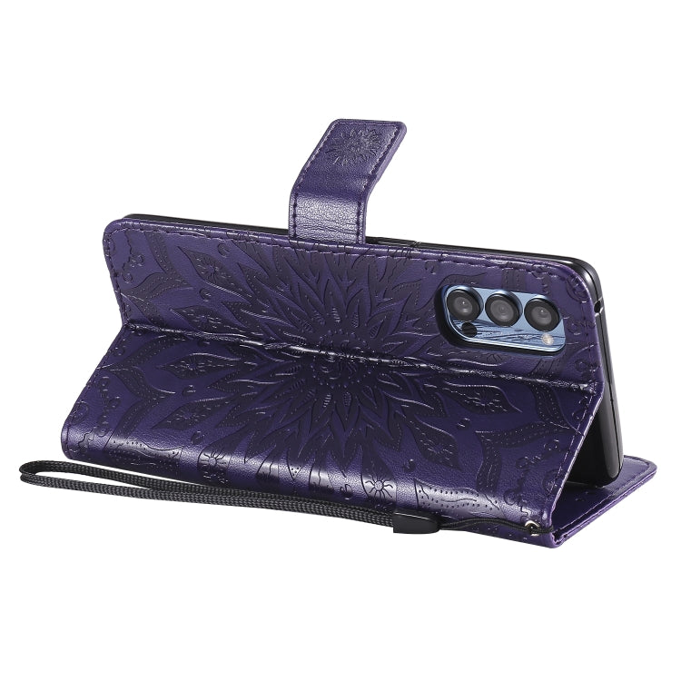 For OPPO Reno4 Pro 5G Sun Embossing Pattern Horizontal Flip Leather Case with Card Slot & Holder & Wallet & Lanyard