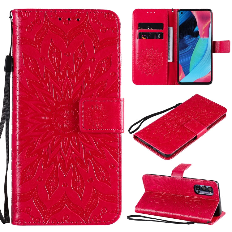 For OPPO Reno4 Pro 5G Sun Embossing Pattern Horizontal Flip Leather Case with Card Slot & Holder & Wallet & Lanyard