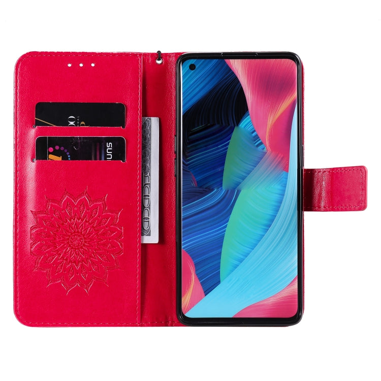 For OPPO Reno4 Pro 5G Sun Embossing Pattern Horizontal Flip Leather Case with Card Slot & Holder & Wallet & Lanyard