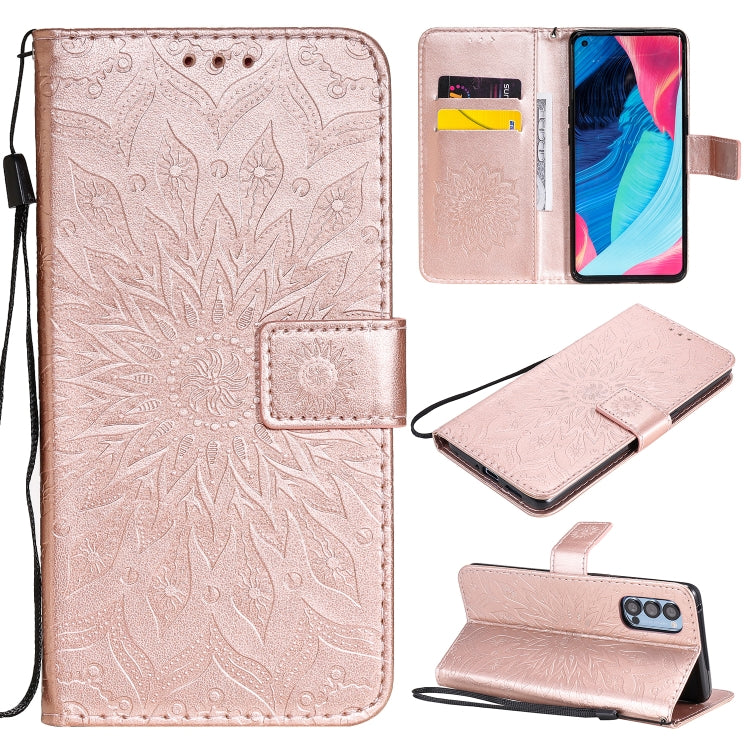 For OPPO Reno4 Pro 5G Sun Embossing Pattern Horizontal Flip Leather Case with Card Slot & Holder & Wallet & Lanyard