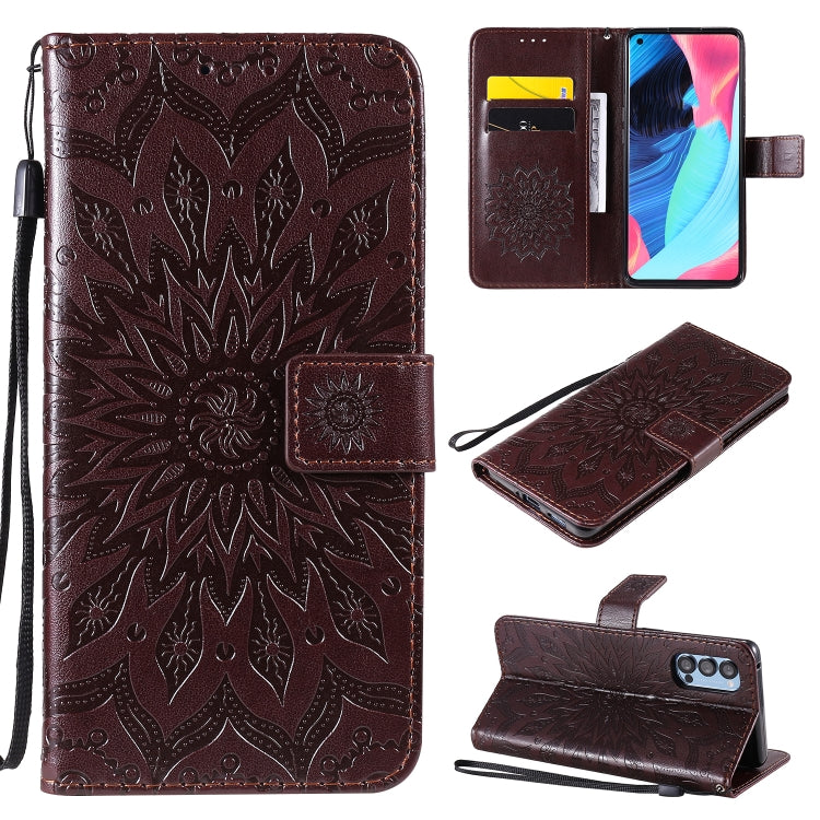 For OPPO Reno4 Pro 5G Sun Embossing Pattern Horizontal Flip Leather Case with Card Slot & Holder & Wallet & Lanyard
