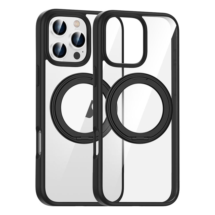 For iPhone 16 Pro Max High Transparency 360 Degree Rotating Holder MagSafe Phone Case