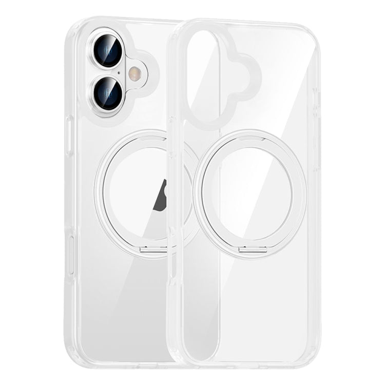 For iPhone 16 High Transparency 360 Degree Rotating Holder MagSafe Phone Case