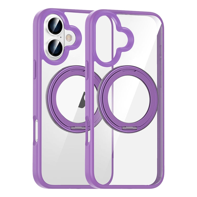 For iPhone 16 High Transparency 360 Degree Rotating Holder MagSafe Phone Case