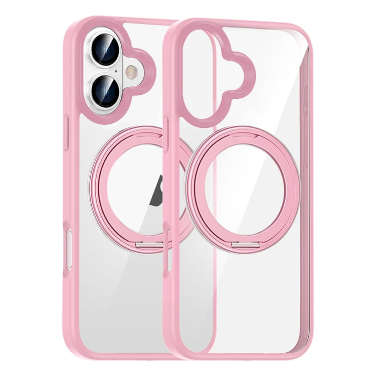 For iPhone 16 High Transparency 360 Degree Rotating Holder MagSafe Phone Case