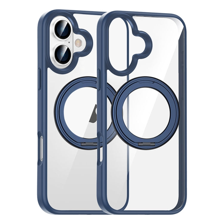 For iPhone 16 High Transparency 360 Degree Rotating Holder MagSafe Phone Case