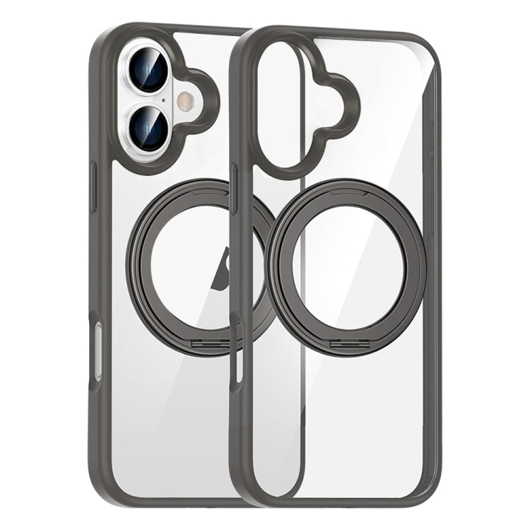 For iPhone 16 High Transparency 360 Degree Rotating Holder MagSafe Phone Case