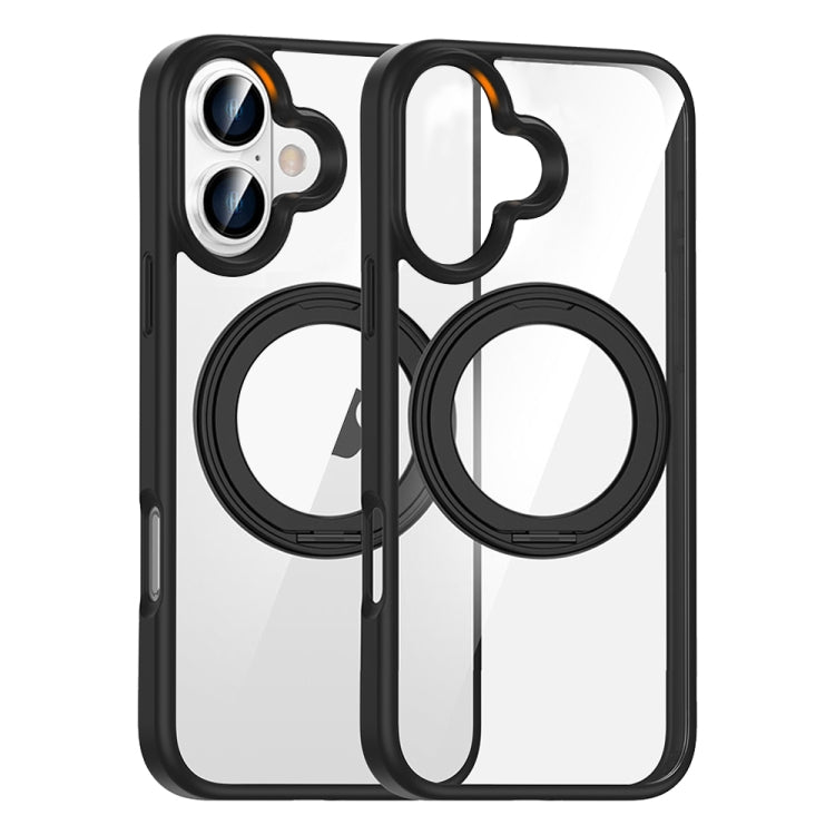 For iPhone 16 High Transparency 360 Degree Rotating Holder MagSafe Phone Case