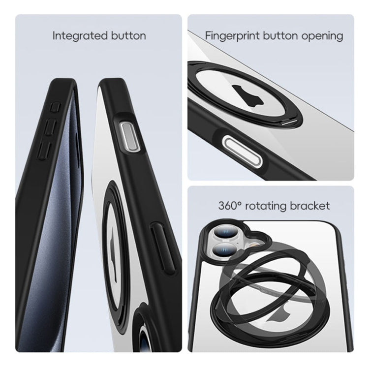 For iPhone 16 Pro High Transparency 360 Degree Rotating Holder MagSafe Phone Case
