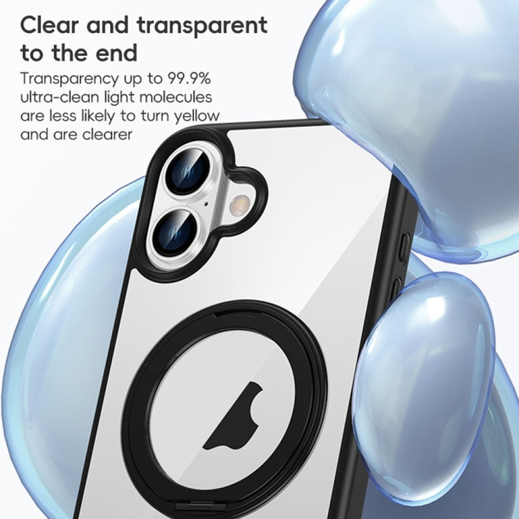 For iPhone 16 Pro High Transparency 360 Degree Rotating Holder MagSafe Phone Case