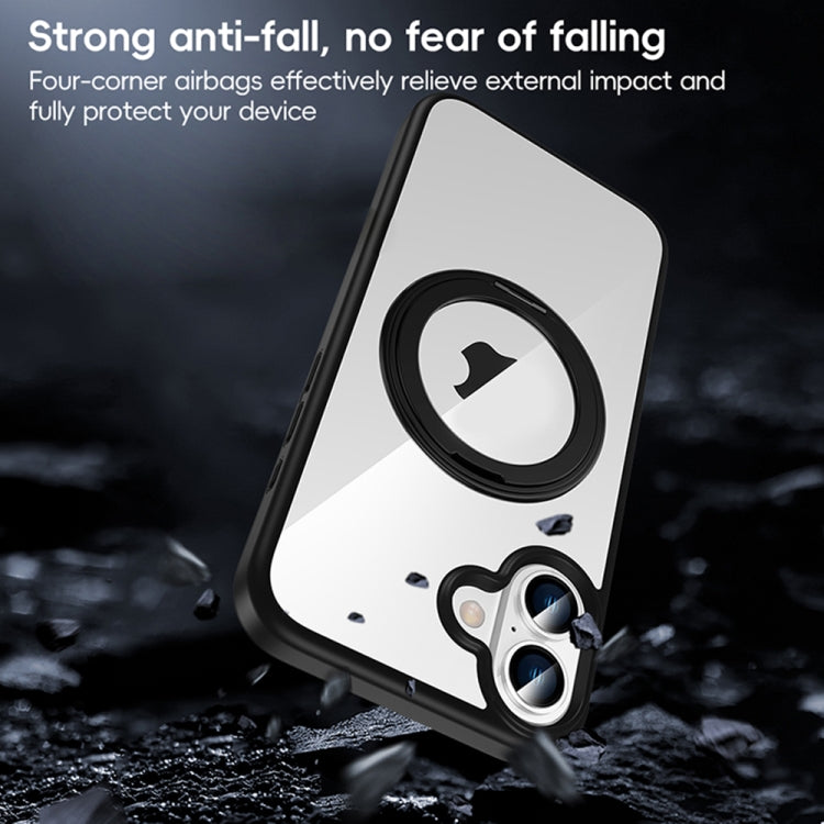 For iPhone 16 Pro High Transparency 360 Degree Rotating Holder MagSafe Phone Case