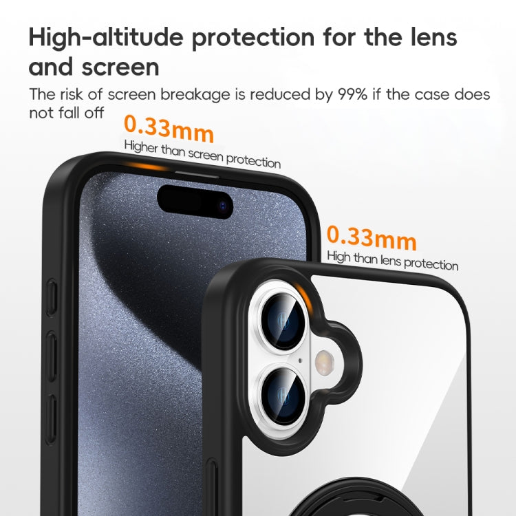For iPhone 16 Pro High Transparency 360 Degree Rotating Holder MagSafe Phone Case