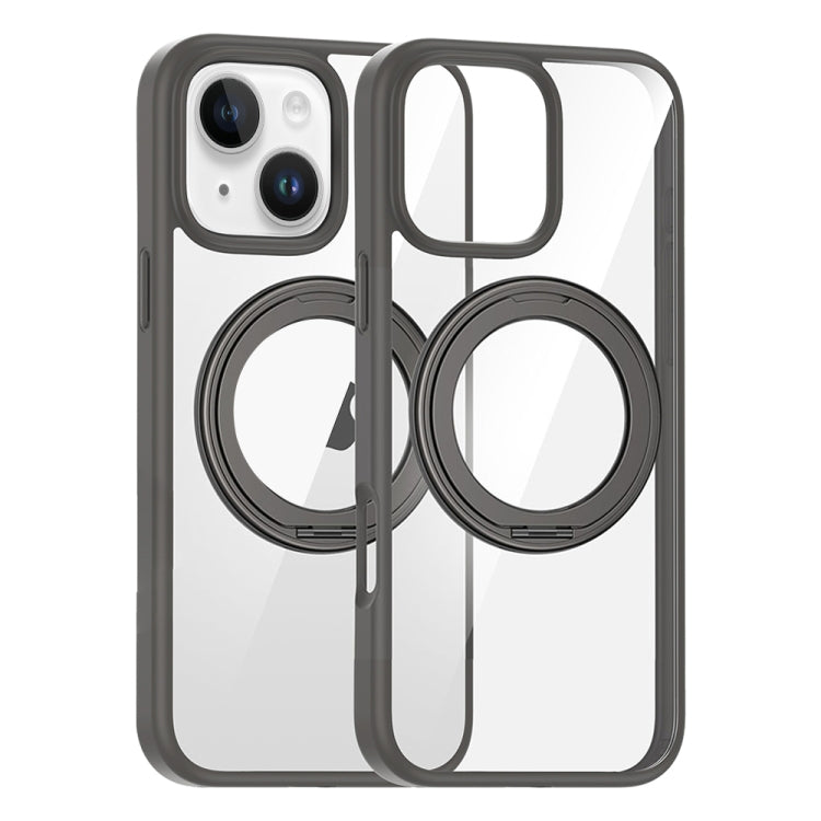 For iPhone 15 High Transparency 360 Degree Rotating Holder MagSafe Phone Case