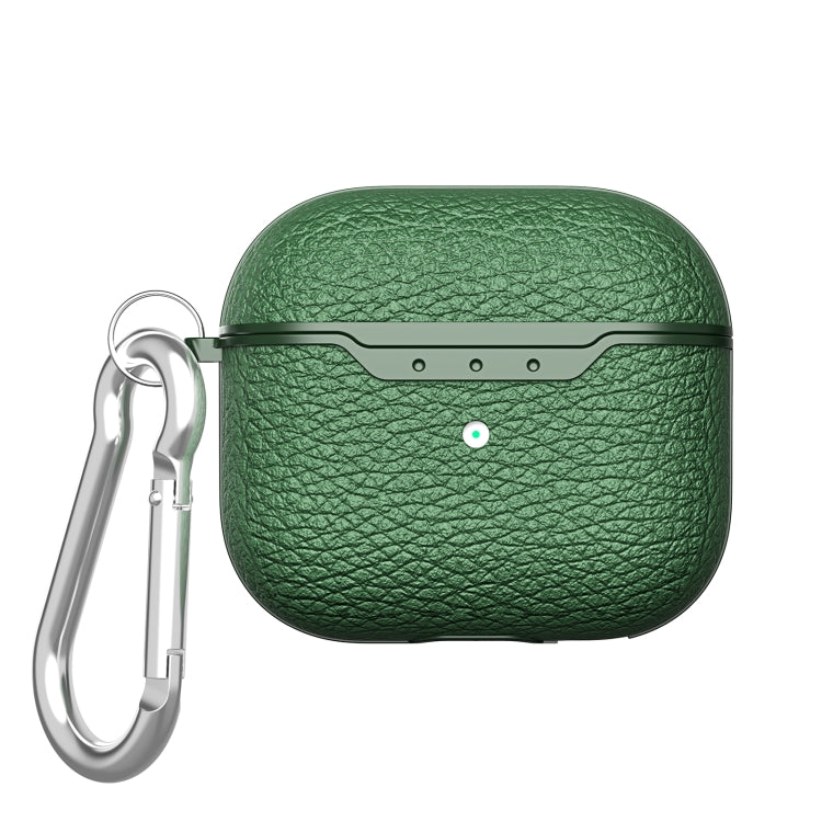 For AirPods 4 Litchi Texture TPU Shockproof Earphones Case with Hook