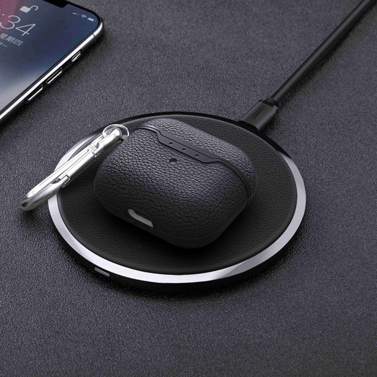 For AirPods 4 Litchi Texture TPU Shockproof Earphones Case with Hook