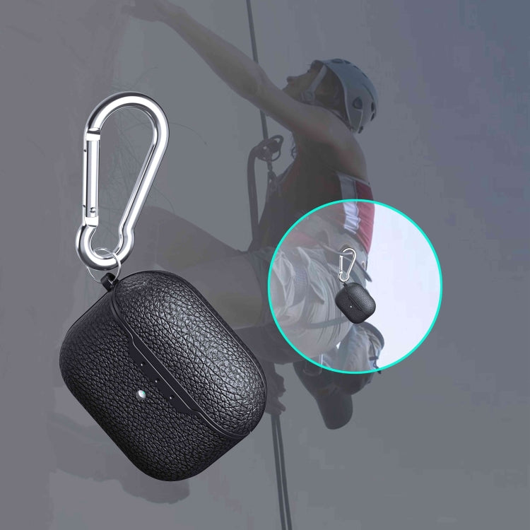 For AirPods 4 Litchi Texture TPU Shockproof Earphones Case with Hook