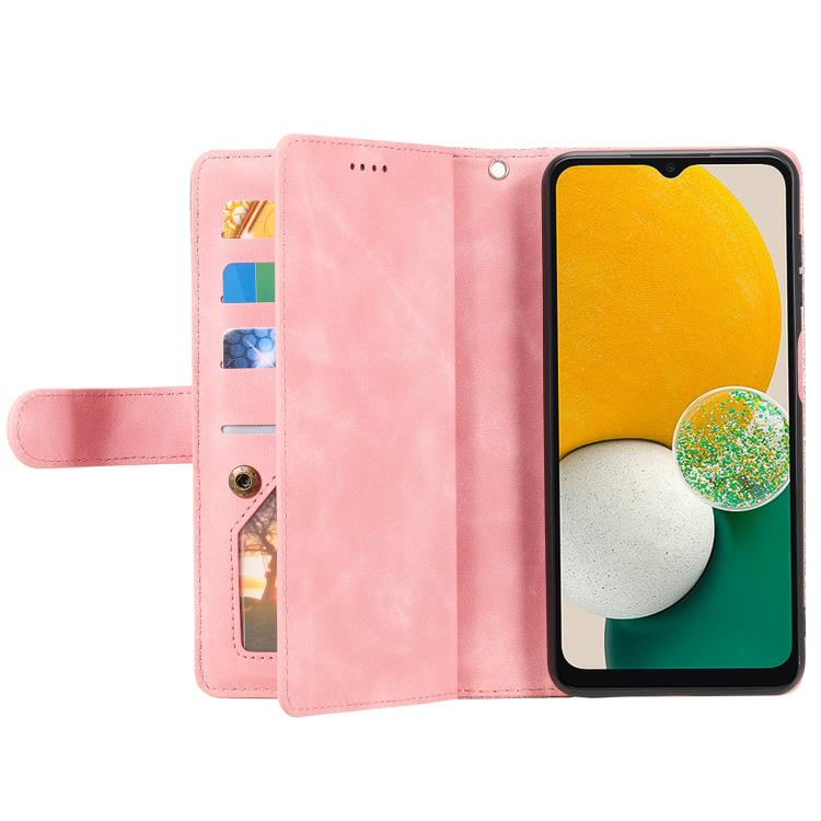 For Samsung Galaxy A17 5G Nine Card Zipper Bag Leather Phone Case with Lanyard