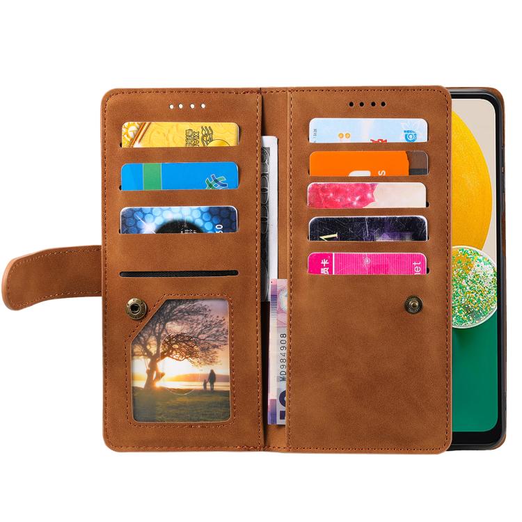 For Samsung Galaxy A17 5G Nine Card Zipper Bag Leather Phone Case with Lanyard