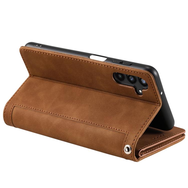 For Samsung Galaxy A57 5G Nine Card Zipper Bag Leather Phone Case with Lanyard