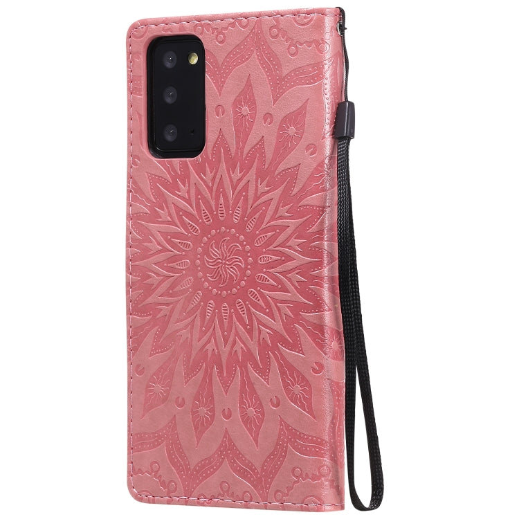 For Samsung Galaxy Note20 5G Sun Embossing Pattern Horizontal Flip Leather Case with Card Slot & Holder & Wallet & Lanyard