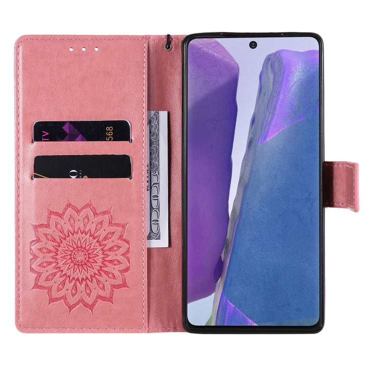 For Samsung Galaxy Note20 5G Sun Embossing Pattern Horizontal Flip Leather Case with Card Slot & Holder & Wallet & Lanyard