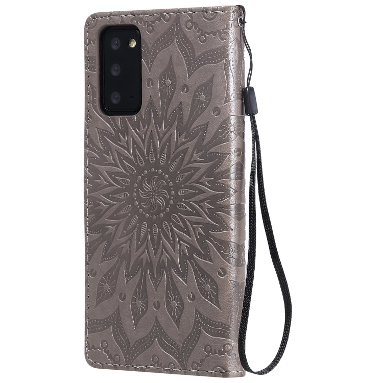 For Samsung Galaxy Note20 5G Sun Embossing Pattern Horizontal Flip Leather Case with Card Slot & Holder & Wallet & Lanyard