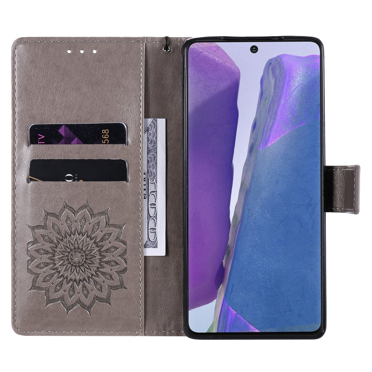 For Samsung Galaxy Note20 5G Sun Embossing Pattern Horizontal Flip Leather Case with Card Slot & Holder & Wallet & Lanyard