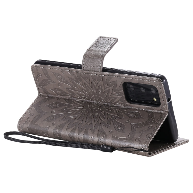 For Samsung Galaxy Note20 5G Sun Embossing Pattern Horizontal Flip Leather Case with Card Slot & Holder & Wallet & Lanyard