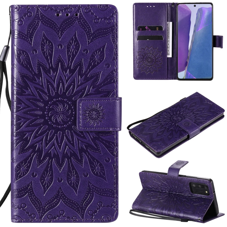 For Samsung Galaxy Note20 5G Sun Embossing Pattern Horizontal Flip Leather Case with Card Slot & Holder & Wallet & Lanyard