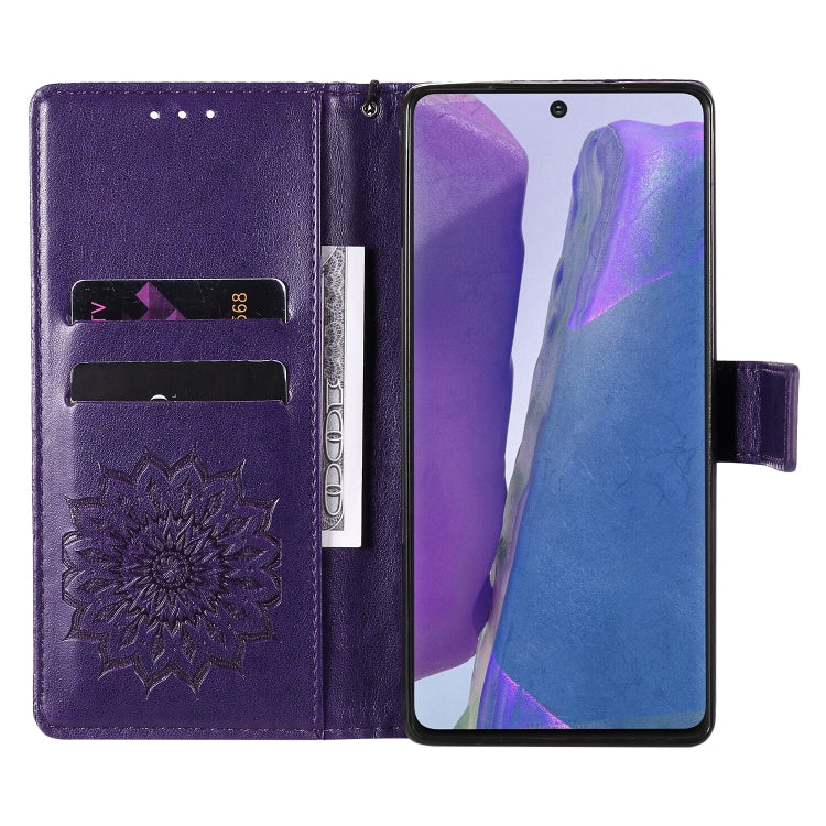 For Samsung Galaxy Note20 5G Sun Embossing Pattern Horizontal Flip Leather Case with Card Slot & Holder & Wallet & Lanyard