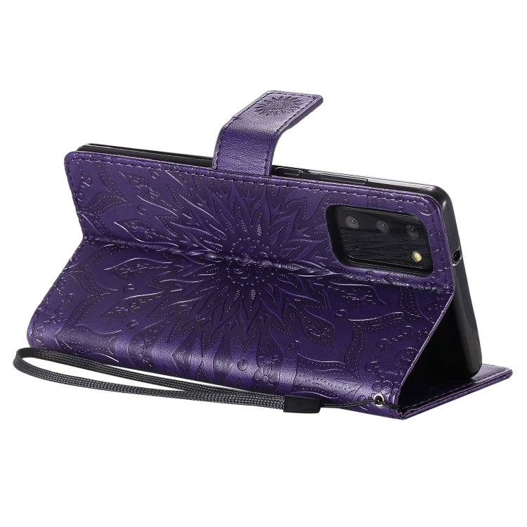 For Samsung Galaxy Note20 5G Sun Embossing Pattern Horizontal Flip Leather Case with Card Slot & Holder & Wallet & Lanyard