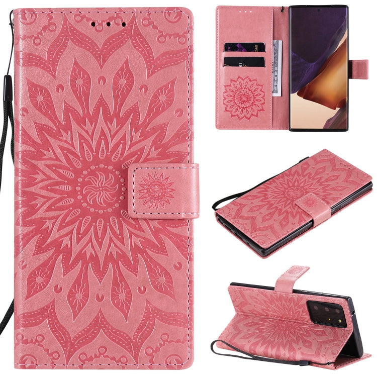 For Samsung Galaxy Note20 Ultra 5G Sun Embossing Pattern Horizontal Flip Leather Case with Card Slot & Holder & Wallet & Lanyard