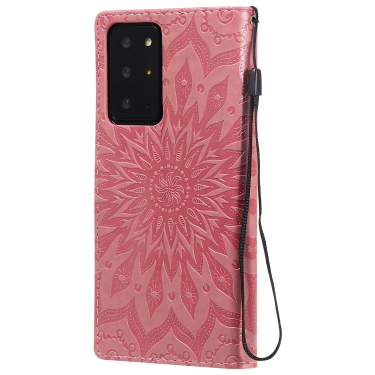 For Samsung Galaxy Note20 Ultra 5G Sun Embossing Pattern Horizontal Flip Leather Case with Card Slot & Holder & Wallet & Lanyard