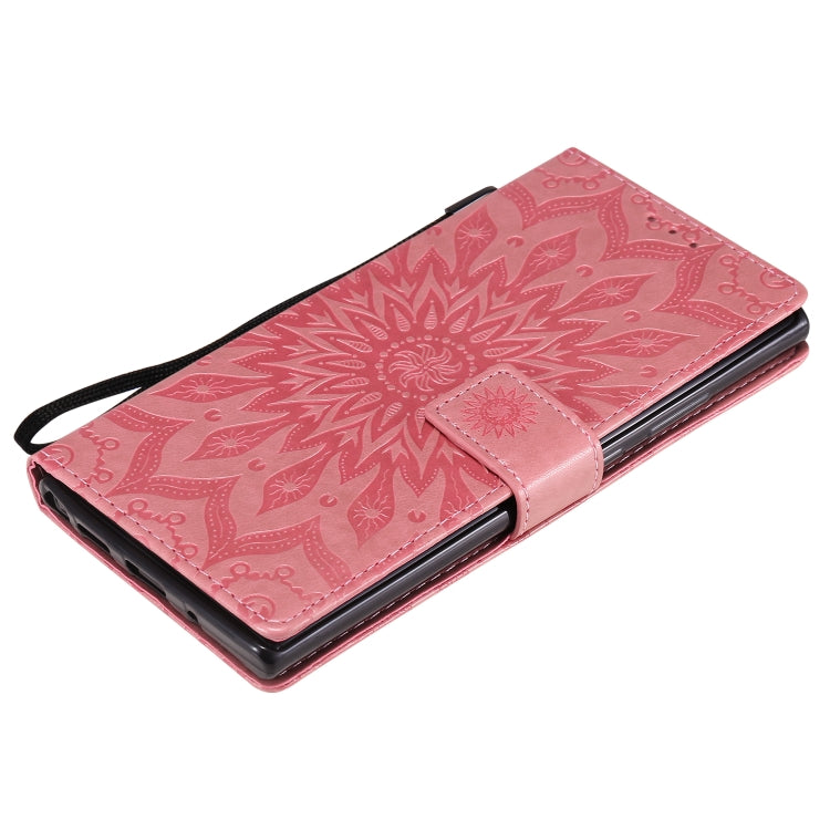For Samsung Galaxy Note20 Ultra 5G Sun Embossing Pattern Horizontal Flip Leather Case with Card Slot & Holder & Wallet & Lanyard