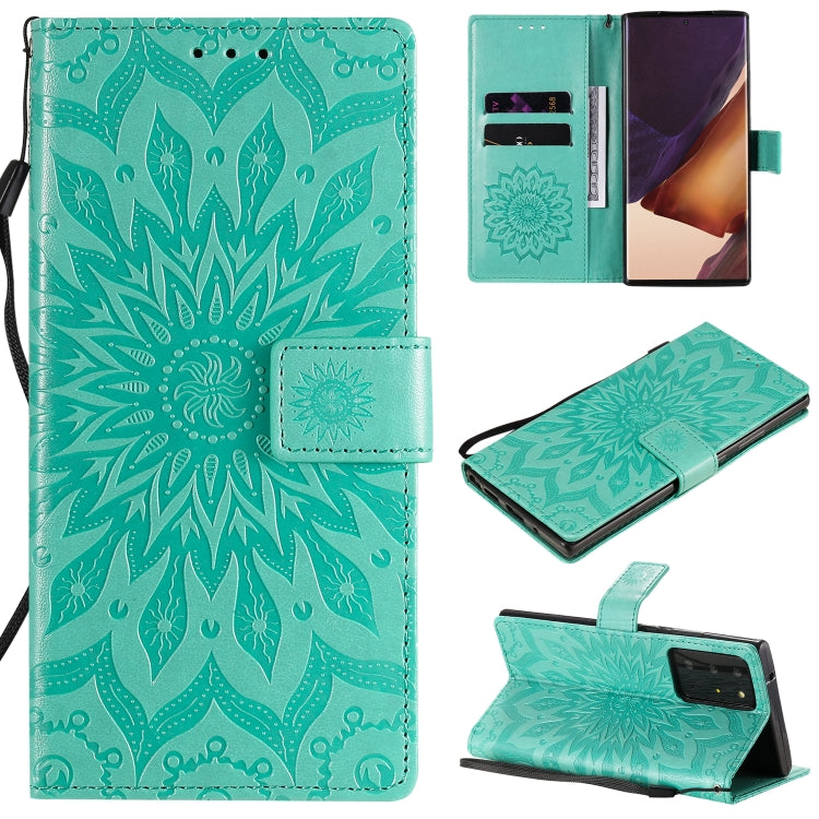For Samsung Galaxy Note20 Ultra 5G Sun Embossing Pattern Horizontal Flip Leather Case with Card Slot & Holder & Wallet & Lanyard
