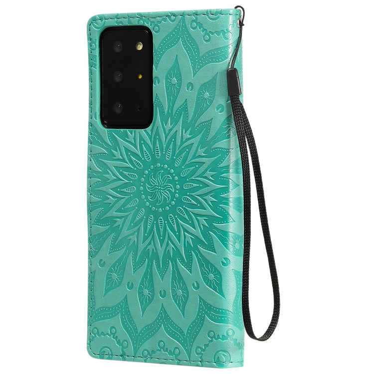 For Samsung Galaxy Note20 Ultra 5G Sun Embossing Pattern Horizontal Flip Leather Case with Card Slot & Holder & Wallet & Lanyard